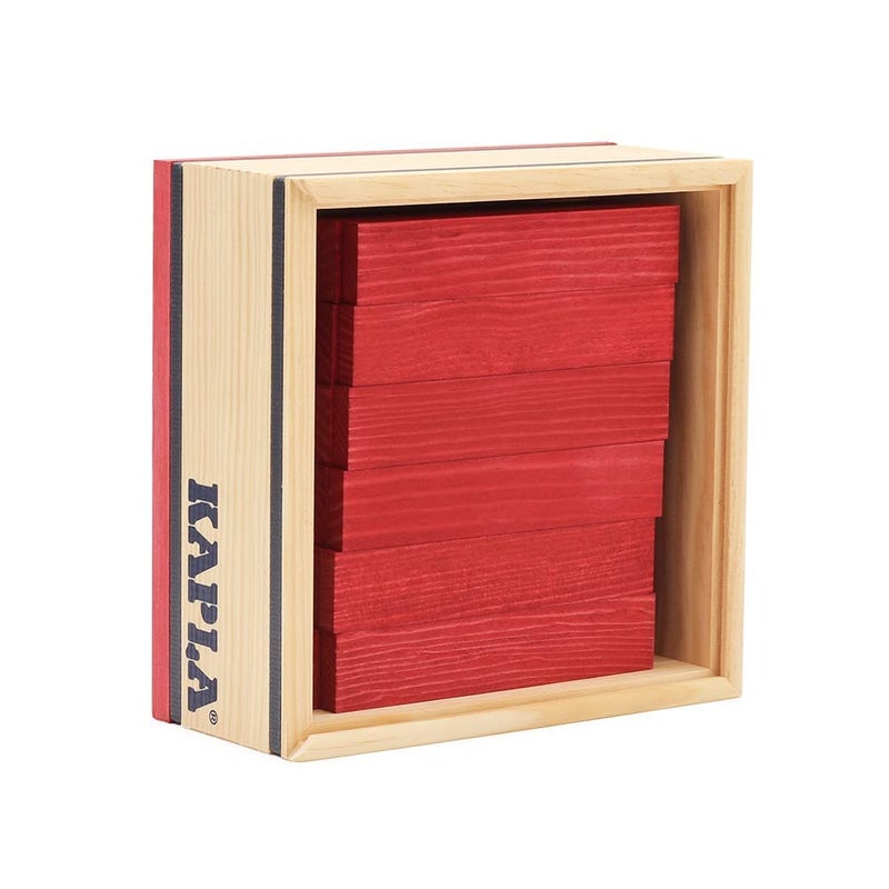 KAPLA 40 Squares Red - Wooden Construction Set - 40 Red Colored Building Planks - for Ages 3+ - Image 1